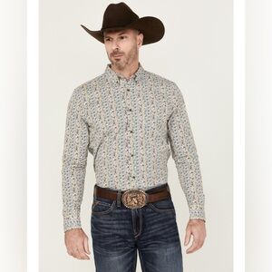 CODY JAMES MEN'S WELLS FLORAL STRIPED  LONG SLEEVE STRETCH WESTERN SHIRT XL